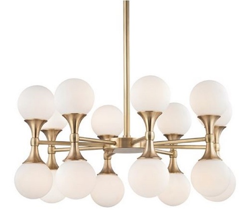 Casa Padrino Luxus LED Kronleuchter Antik Messingfarben / Wei�  68,6 x H. 34,3 cm - Kronleuchter mit kugelf�rmigen Glas Lampenschirmen - Luxus Qualit�t