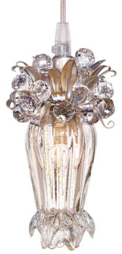 Casa Padrino Luxus LED Kronleuchter Silber / Gold  10 x H. 19 cm - Moderner Glas Kronleuchter mit Swarovski Kristallglas - Luxus Qualit�t