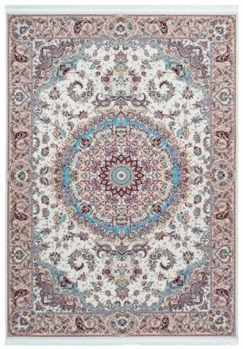 Casa Padrino Luxus Kunstfaser Teppich mit Fransen Elfenbeinfarben / Beige / T�rkis - Verschiedene Gr��en - Rechteckiger Wohnzimmer Teppich im Orientalischen Stil