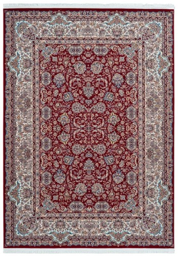 Casa Padrino Luxus Kunstfaser Teppich mit Fransen Rot - Verschiedene Gr��en - Rechteckiger Wohnzimmer Teppich im Orientalischen Stil