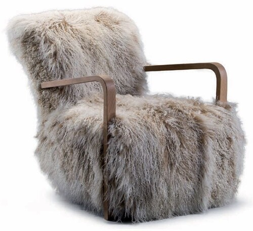 Casa Padrino Luxus Kunstfell Sessel Wei� / Beige / Braun - Wohnzimmer M�bel