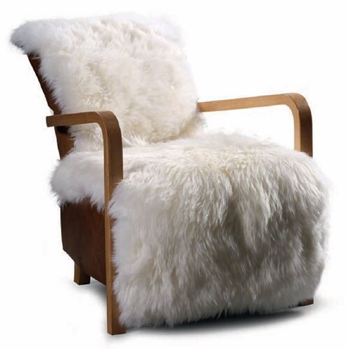 Casa Padrino Luxus Kunstfell Sessel Wei� / Schwarz / Braun - Wohnzimmer M�bel