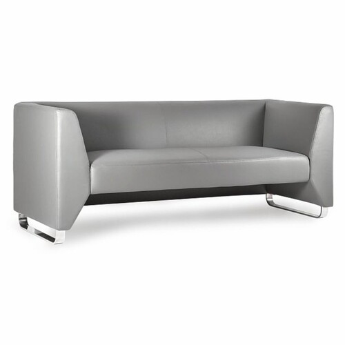 Casa Padrino Luxus Kunstleder Sofa Grau / Silber 191,5 cm - Luxus Interior