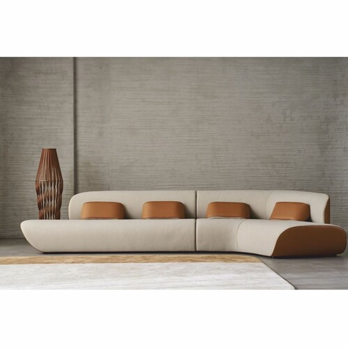 Casa Padrino Luxus Ecksofa Hellgrau / Braun 402 cm - Wohnzimmer & Hotel M�bel