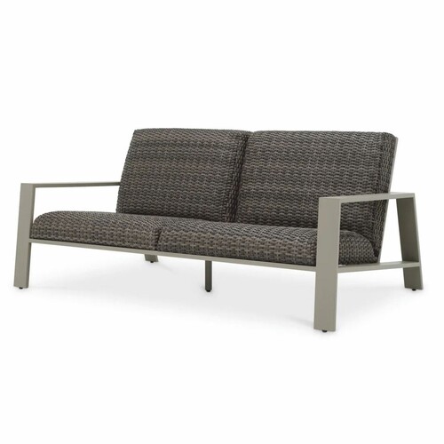 Casa Padrino Luxus Kunstrattan Garten Sofa Grau 180 cm - Garten M�bel