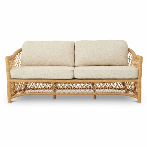 Casa Padrino Luxus Kunstrattan Garten Sofa Naturfarben 180 cm - Garten M�bel
