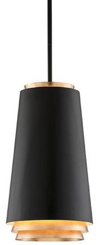 Casa Padrino Luxus LED H�ngeleuchte Schwarz / Gold  31,8 x H. 55,9 cm - Runde Metall Pendelleuchte mit Blattgold