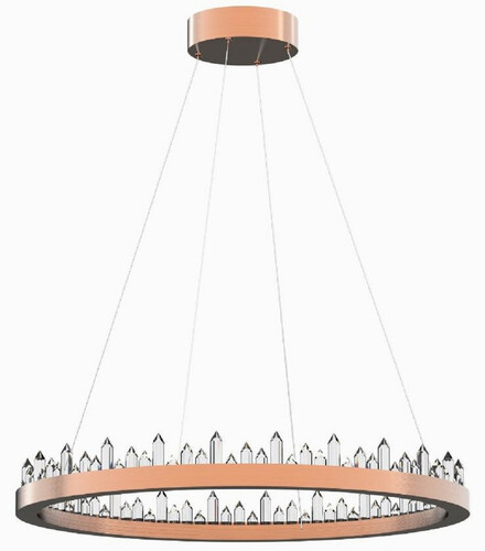 Casa Padrino Luxus LED Kronleuchter Kupfer  85 cm - Runder dimmbarer Edelstahl Kronleuchter mit Kristallglas - Wohnzimmer Kronleuchter - Schlafzimmer Kronleuchter - Luxus M�bel
