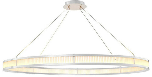 Casa Padrino Luxus LED Kronleuchter Silber / Wei�  139 cm - Moderner runder Kronleuchter - Wohnzimmer Kronleuchter - Hotel Kronleuchter