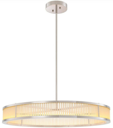 Casa Padrino Luxus LED Kronleuchter Silber / Wei�  90 x H. 15 cm - Moderner runder dimmbarer Kronleuchter - Luxus Qualit�t