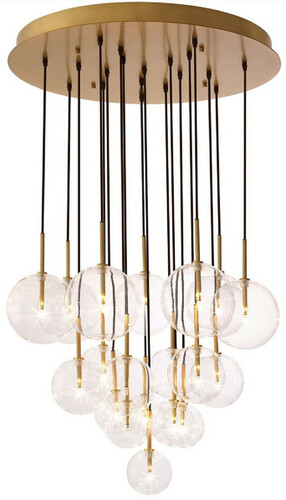 Casa Padrino Luxus Halogen Kronleuchter Antik Messingfarben  80 x H. 125 cm - Moderner Kronleuchter mit Glas Lampenschirmen - Luxus Qualit�t