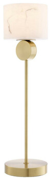Casa Padrino Luxus Tischleuchte Messingfarben / Alabaster  20 x H. 76 cm - Moderne Tischlampe mit rundem Alabaster Lampenschirm - Luxus Leuchten