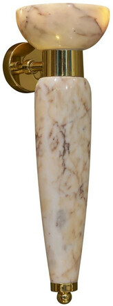 Casa Padrino Luxus LED Wandleuchte Beige / Gold  19 x H. 50 cm - Edle Wandlampe mit hochwertigem Estremoz Marmor - Hotel Kollektion - Luxus Qualit�t - Made in Italy