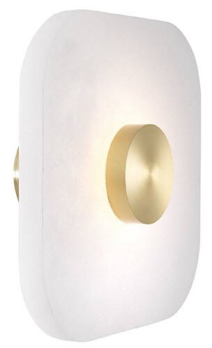 Casa Padrino Luxus LED Wandleuchte Alabaster / Hell Messing 28 x 10 x H. 28 cm