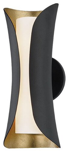 Casa Padrino Luxus LED Wandleuchte Schwarz / Gold / Wei� 12,7 x 13,97 x H. 34,29 cm - Wohnzimmer Wandleuchte - Hotel Wandleuchte - Restaurant Wandleuchte - Luxus Leuchten - Luxus Interior