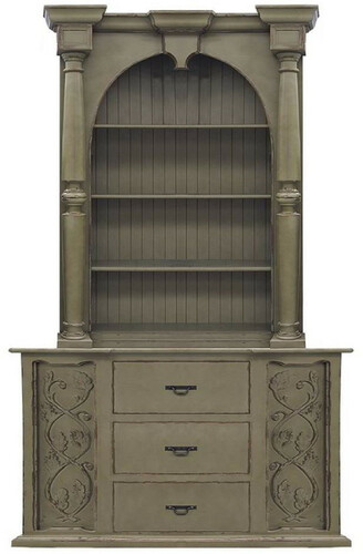 Casa Padrino Luxus Landhausstil Schrank Antik Olivgr�n - Handgefertigter Massivholz Regalschrank - Wohnzimmerschrank - Esszimmerschrank - Landhausstil M�bel