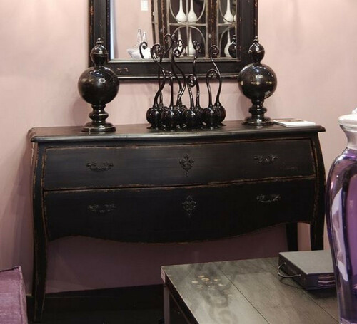 Casa Padrino Luxus Landhausstil Massivholz Kommode mit 2 Schubladen Antik Schwarz - Handgefertigte Landhausstil M�bel - Luxus Qualit�t