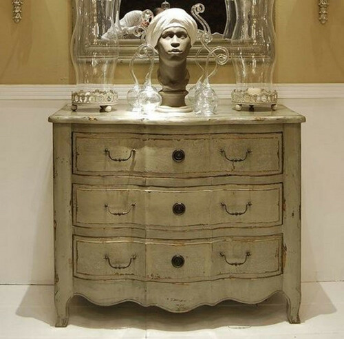 Casa Padrino Luxus Landhausstil Massivholz Kommode mit 3 Schubladen Antik Grau - Handgefertigte Landhausstil M�bel - Luxus Kollektion