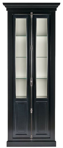 Casa Padrino Landhausstil Vitrine Schwarz / Wei� 95 x 45 x H. 242 cm - Vitrinenschrank mit 2 T�ren - Massivholz Schrank - Landhausstil M�bel