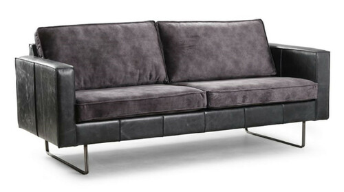 Casa Padrino Luxus Leder 2er Sofa Vintage Grau 170 x 90 x H. 85 cm - Echtleder Wohnzimmer Sofa - Wohnzimmer M�bel - Luxus Kollektion