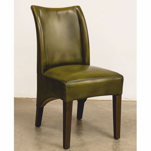 Casa Padrino Luxus Leder Esszimmer Stuhl Vintage Gr�n / Dunkelbraun H. 104 cm