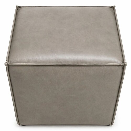 Casa Padrino Luxus Leder Hocker Grau H. 48 cm - Luxus Echtleder M�bel