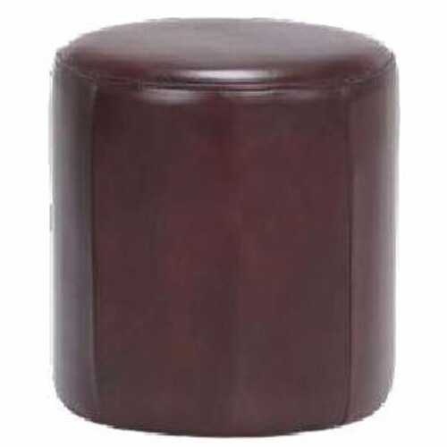 Casa Padrino Luxus Leder Hocker Dunkelbraun H. 50 cm - Luxus Echtleder M�bel