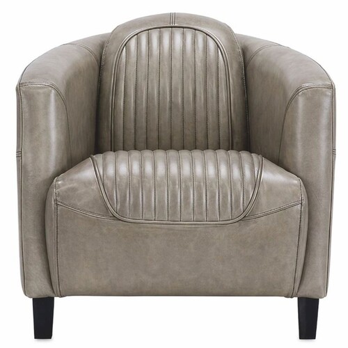 Casa Padrino Luxus Leder Sessel Grau / Schwarz - Echtleder Wohnzimmer M�bel