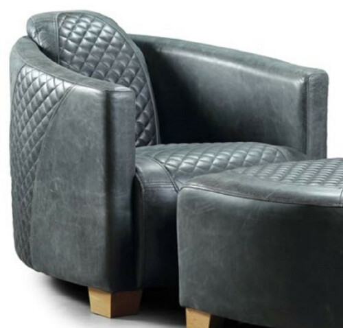 Casa Padrino Luxus Leder Sessel Vintage Blau / Hellbraun 72 x 90 x H. 67 cm - Echtleder Wohnzimmer Sessel - Wohnzimmer M�bel - Luxus Kollektion