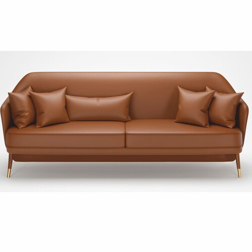Casa Padrino Luxus Echtleder Sofa Braun / Messing 250 cm - Luxus Hotel M�bel