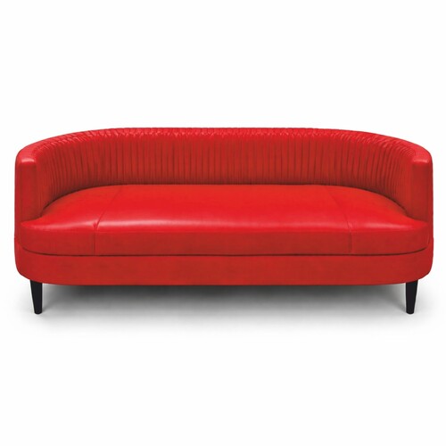 Casa Padrino Luxus Leder Sofa Rot / Schwarz 180 cm - Echtleder Wohnzimmer M�bel