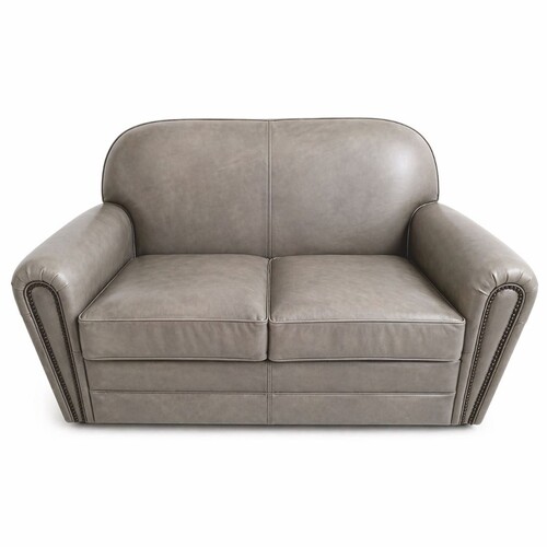 Casa Padrino Luxus Leder Sofa Grau 150 cm - Echtleder Wohnzimmer Sofa