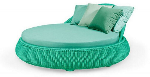 Casa Padrino Luxus Liegeinsel Gr�n  153 x H. 71 cm - Handgewebte Wetterbest�ndige Sonneninsel - Moderne Garten M�bel - Hotel M�bel