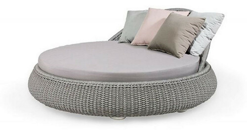 Casa Padrino Luxus Liegeinsel Grau  153 x H. 71 cm - Handgewebte Wetterbest�ndige Sonneninsel - Moderne Garten M�bel - Hotel M�bel