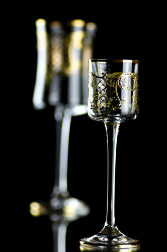 Casa Padrino Luxus Barock Lik�rglas 6er Set Gold  6 x H. 17,5 cm - Handgefertigte und handbemalte Lik�rgl�ser - Hotel & Restaurant Accessoires - Luxus Qualit�t