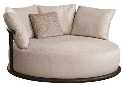 Casa Padrino Luxus Sessel Beige / Dunkelbraun  160 x H. 90 cm - Runder Wohnzimmer Sessel - Hotel Sessel - Wohnzimmer M�bel - Hotel M�bel - Luxus M�bel - Luxus Einrichtung