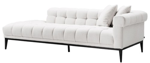 Casa Padrino Luxus Lounge Sofa Wei� / Schwarz 223 x 98 x H. 69 cm - Rechtsseitiges Wohnzimmer Sofa mit 2 Kissen - Luxus Qualit�t