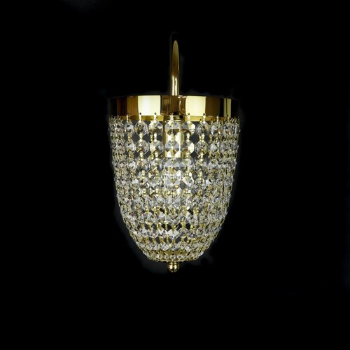 Casa Padrino Luxus Kristall H�ngeleuchte Gold  15 x H. 20 cm - Prunkvolle Messing H�ngeleuchte mit b�hmischem Kristallglas - Barock M�bel - Edel & Prunkvoll