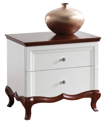 Casa Padrino Luxus Art Deco Nachttisch mit 2 Schubladen Wei� / Dunkelbraun 64 x 46,5 x H. 59 cm - Schlafzimmerm�bel