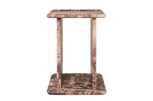 Casa Padrino Luxus Marmor Beistelltisch Rosa 30,5 x 23 x H. 41,5 cm - Schlanker Beistelltisch aus hochwertigem Rosalia Pink Marmor - Luxus M�bel