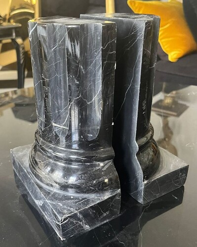 Casa Padrino Luxus Marmor Buchst�tzen Set Barock S�ulen Schwarz H. 21 cm