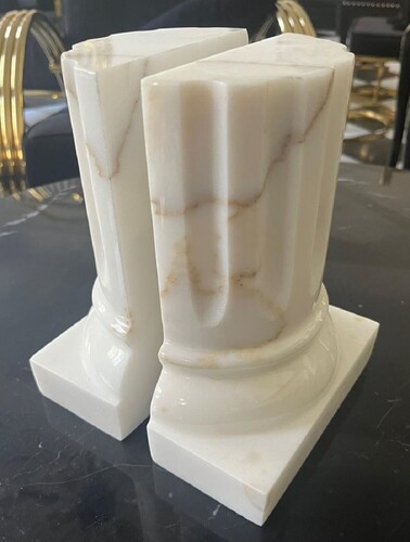 Casa Padrino Luxus Marmor Buchst�tzen Set Barock S�ulen Wei� H. 21 cm