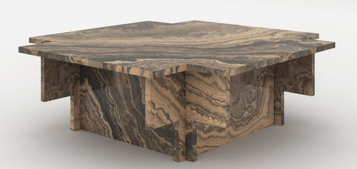 Casa Padrino Luxus Marmor Couchtisch Beige / Grau / Schwarz 95 x 95 x H. 35 cm - Edler Wohnzimmertisch aus hochwertigem Eramosa Marmor - Luxus Wohnzimmer M�bel