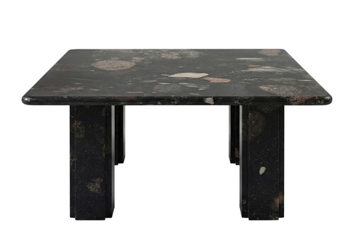 Casa Padrino Luxus Marmor Couchtisch Schwarz 70 x 70 x H. 33,5 cm - Quadratischer Couchtisch mit abgerundeten Ecken aus hochwertigem Norvigo Marmor - Luxus M�bel