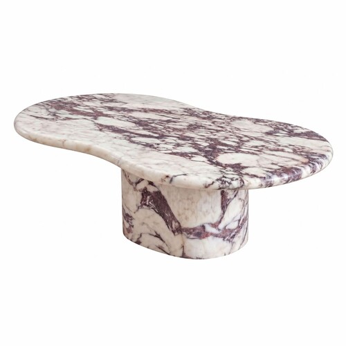 Casa Padrino Luxus Carrara Marmor Couchtisch Wei� / Lila 110 cm - Luxus Marmor Wohnzimmer M�bel