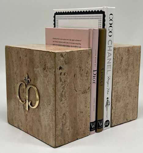 Casa Padrino Luxus Marmor Deko Buchst�tzen Set Braun / Gold