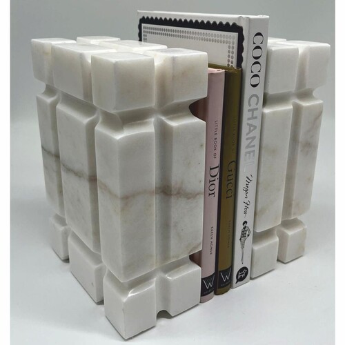 Casa Padrino Luxus Marmor Deko Buchst�tzen Set Wei� - Deko Accessoires