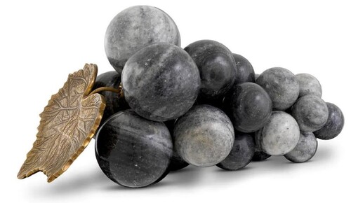 Casa Padrino Luxus Marmor Deko Objekt Weintrauben Grau / Vintage Messing 27 cm