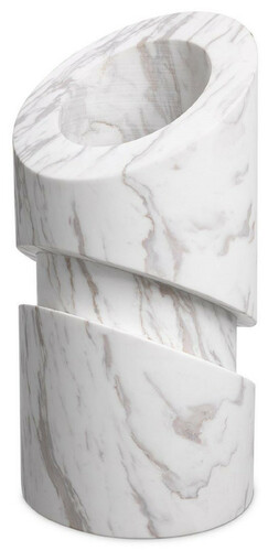 Casa Padrino Luxus Marmor Deko Objekt Wei�  18 x H. 36 cm - Wohnzimmer Deko - Schreibtisch Deko - Marmor Deko Accessoires - Luxus Kollektion