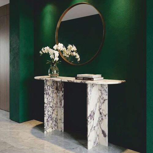 Casa Padrino Luxus Marmor Konsole Wei� / Lila 120 cm - Carrara Marmor Konsolentisch - Marmor M�bel - Luxus M�bel